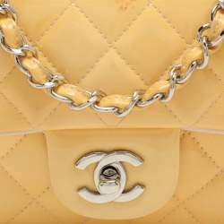 Chanel Yellow Patent Leather Mini Rectangle Classic Single Flap bag