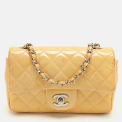 Chanel Yellow Patent Leather Mini Rectangle Classic Single Flap bag