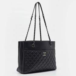 Chanel Black Quilted Caviar Leather Urban Companion Shopper Tote