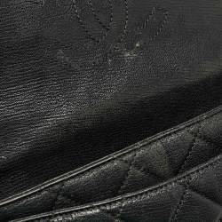 Pre Owned Chanel Black Quilted Goatskin Leather Medium Double Carry Waist Flap Bag