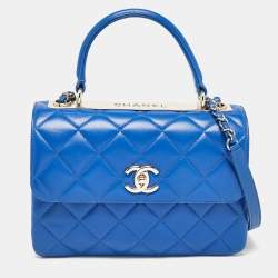 Pre Owned Chanel Blue Quilted Leather Small Trendy CC Top Handle Bag