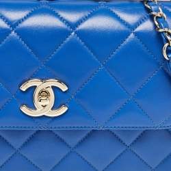 Pre Owned Chanel Blue Quilted Leather Small Trendy CC Top Handle Bag
