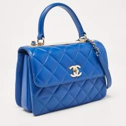 Pre Owned Chanel Blue Quilted Leather Small Trendy CC Top Handle Bag