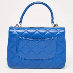 Pre Owned Chanel Blue Quilted Leather Small Trendy CC Top Handle Bag