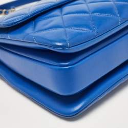 Pre Owned Chanel Blue Quilted Leather Small Trendy CC Top Handle Bag