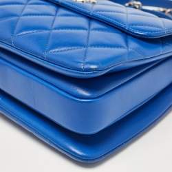 Pre Owned Chanel Blue Quilted Leather Small Trendy CC Top Handle Bag