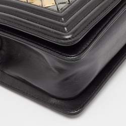 Chanel Black Leather and Sequins Tile Brasserie Mosaic Small Boy Bag