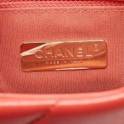 Pre Owned Chanel Orange Quilted Leather Small 19 Flap Bag