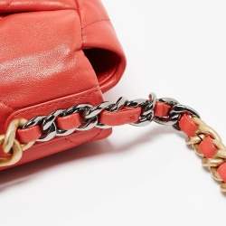 Pre Owned Chanel Orange Quilted Leather Small 19 Flap Bag