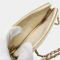 Chanel Light Beige Off-white Tweed Chain/Shoulder Wallet