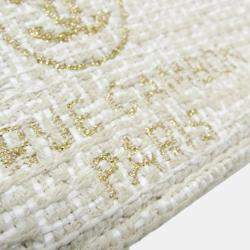 Chanel Light Beige Off-white Tweed Chain/Shoulder Wallet