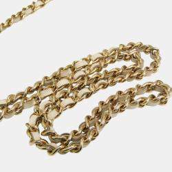 Chanel Light Beige Off-white Tweed Chain/Shoulder Wallet