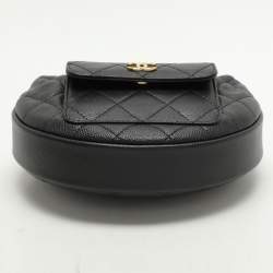 Chanel Black Caviar Leather Mini Round Hobo