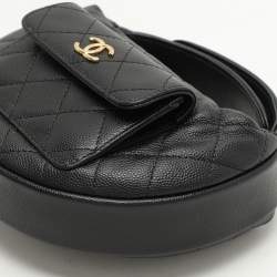 Chanel Black Caviar Leather Mini Round Hobo