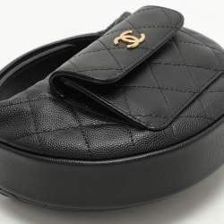 Chanel Black Caviar Leather Mini Round Hobo