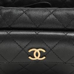 Chanel Black Caviar Leather Mini Round Hobo