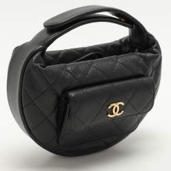 Chanel Black Caviar Leather Mini Round Hobo