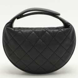 Chanel Black Caviar Leather Mini Round Hobo