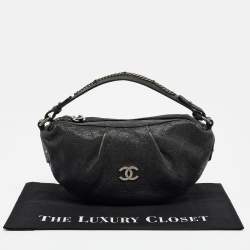 Pre Owned Chanel Black Quilted Caviar Leather Outdoor Ligne Hobo