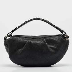 Pre Owned Chanel Black Quilted Caviar Leather Outdoor Ligne Hobo