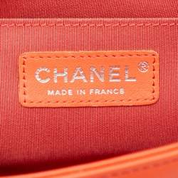 Chanel Orange Chevron Leather Medium Boy Flap Bag