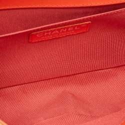 Chanel Orange Chevron Leather Medium Boy Flap Bag