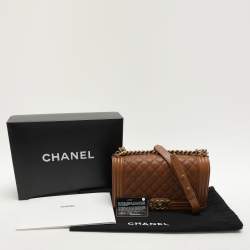 Chanel Brown Quilted Leather Medium Boy Flap Bag