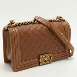 Chanel Brown Quilted Leather Medium Boy Flap Bag