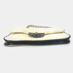 Pre Owned Chanel White CC Double Chain Shoulder Bag
