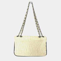 Pre Owned Chanel White CC Double Chain Shoulder Bag