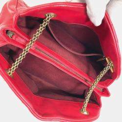 Pre Owned Chanel Red Gold CC Mark Double Chain Shoulder Bag