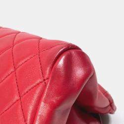 Pre Owned Chanel Red Gold CC Mark Double Chain Shoulder Bag