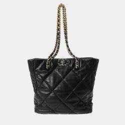 Chanel Black Lambskin Matelasse 19 Chain Tote Bag