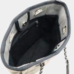 Chanel Gray Black Canvas Leather Deauville Tote Bag