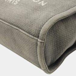 Chanel Gray Black Canvas Leather Deauville Tote Bag