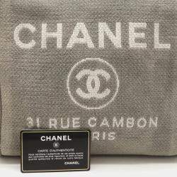 Chanel Gray Black Canvas Leather Deauville Tote Bag