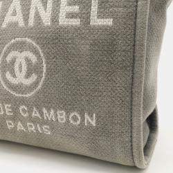 Chanel Gray Black Canvas Leather Deauville Tote Bag