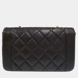 Pre Owned Chanel Black Lambskin Diana 22 Small Matelasse Shoulder Bag