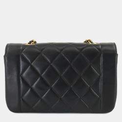Chanel Black Leather Diana Matelasse 22 Chain Shoulder Bag