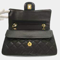 Pre Owned Chanel Black Lambskin Matelasse 23 Double Flap Shoulder Bag