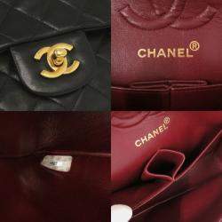 Pre Owned Chanel Black Lambskin Matelasse 23 Double Flap Shoulder Bag