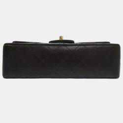 Pre Owned Chanel Black Lambskin Matelasse 23 Double Flap Shoulder Bag