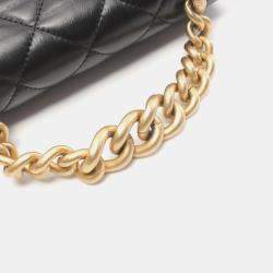 Chanel Black Leather Caviar Skin (Grained Calf) Matelasse Shoulder Bag