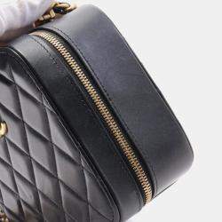 Chanel Black Lambskin Matelasse Vanity Shoulder Bag