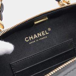 Chanel Black Lambskin Matelasse Vanity Shoulder Bag