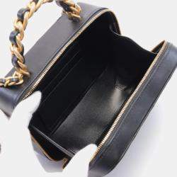 Chanel Black Lambskin Matelasse Vanity Shoulder Bag