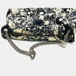 Chanel Black x White Quilted Bag Double Chain Chain Bag