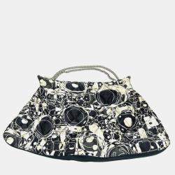 Chanel Black x White Quilted Bag Double Chain Chain Bag