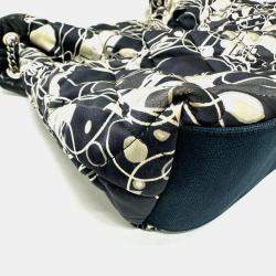 Chanel Black x White Quilted Bag Double Chain Chain Bag