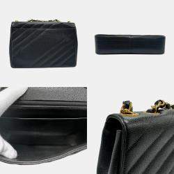 Chanel Black Caviar Skin Leather Shoulder Bag